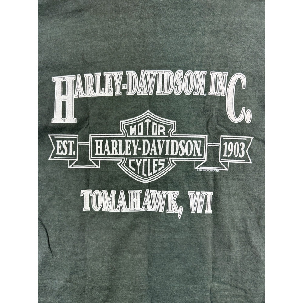 Vintage 1992 Harley Davidson Tomahawk WI T Shirt XL USA Motorcycle Biker Tee - Picture 7 of 7